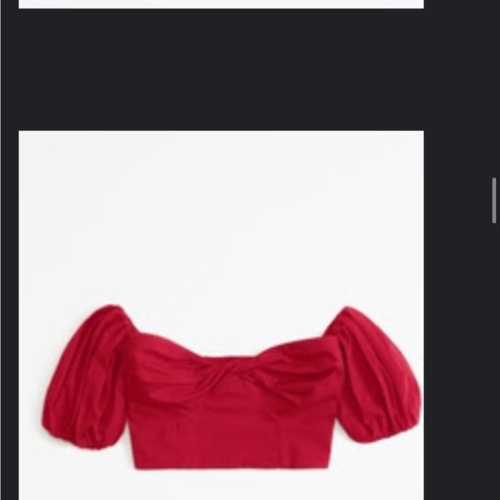Abercrombie & Fitch Poplin Off-The-Shoulder Set Top Red XS
